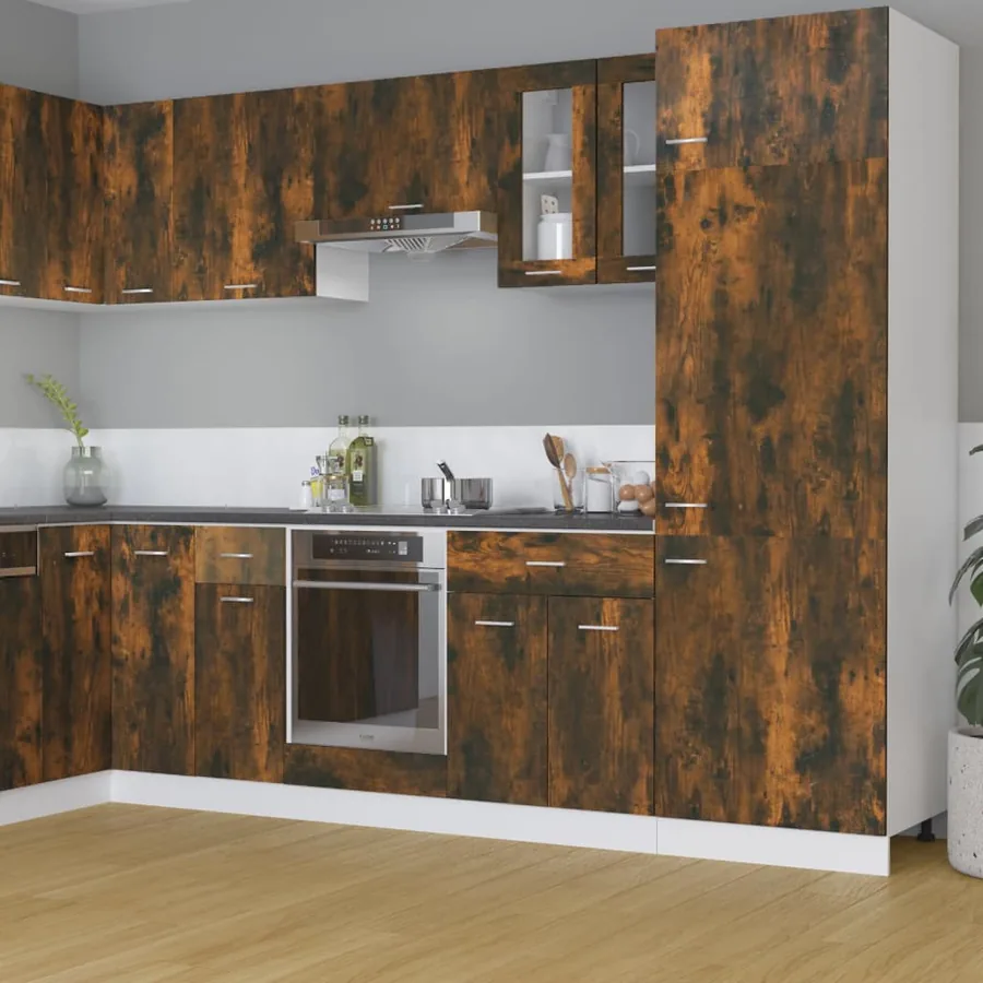 Vitrine suspendue "Lyon" Chêne fumé 60 x 31 x 60 cm Bois d'ingénierie