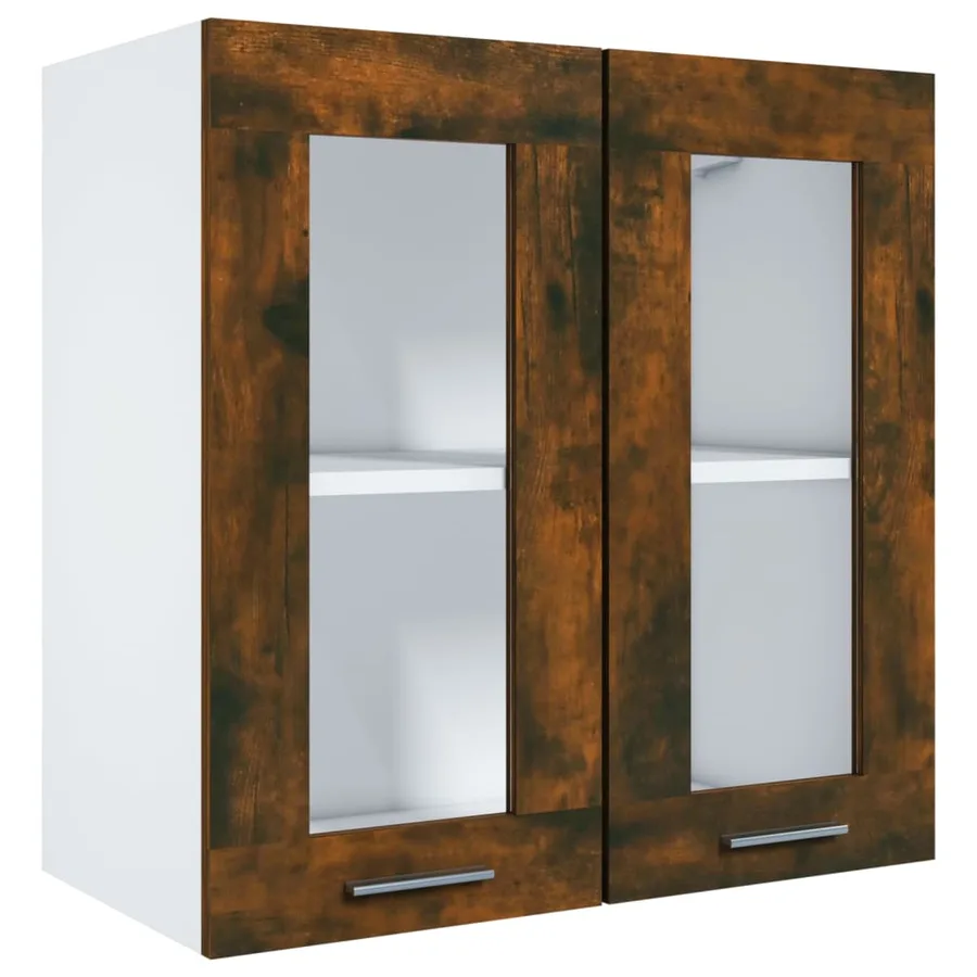 Vitrine suspendue "Lyon" Chêne fumé 60 x 31 x 60 cm Bois d'ingénierie - 2