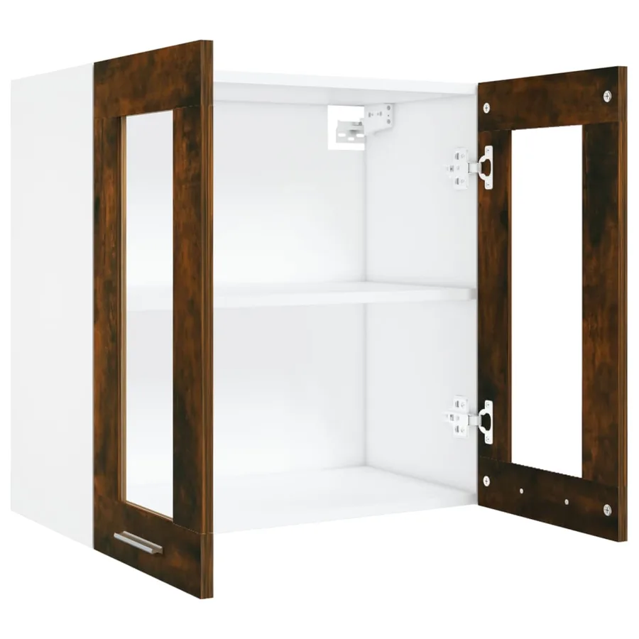 Vitrine suspendue "Lyon" Chêne fumé 60 x 31 x 60 cm Bois d'ingénierie - 5