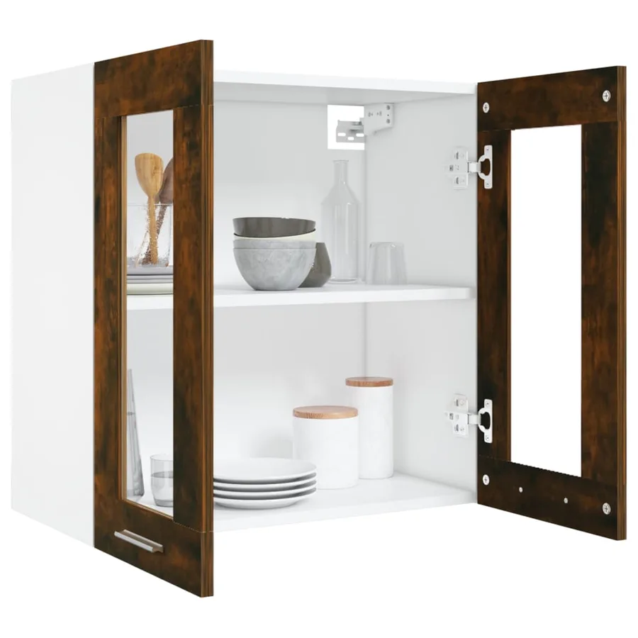 Vitrine suspendue "Lyon" Chêne fumé 60 x 31 x 60 cm Bois d'ingénierie - 7