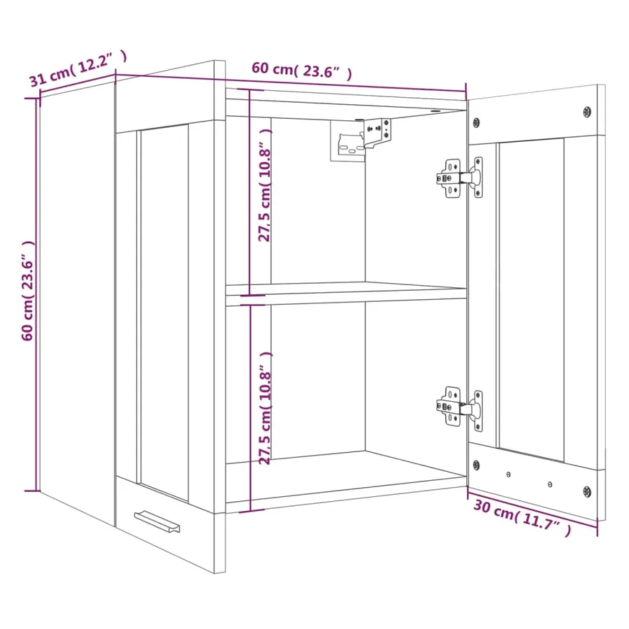 Vitrine suspendue "Lyon" Chêne fumé 60 x 31 x 60 cm Bois d'ingénierie - 9