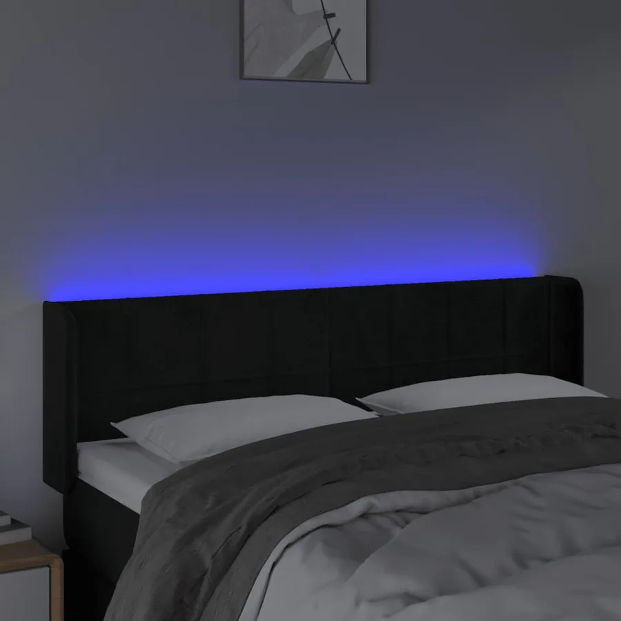 Tête de lit à LED Noir 147x16x78/88 cm Velours - 4