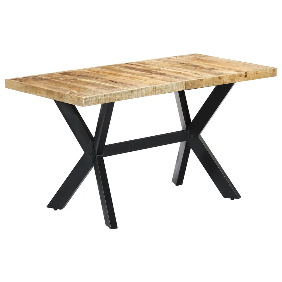 Table à manger 140x70x75 cm Bois de manguier massif brut - 9