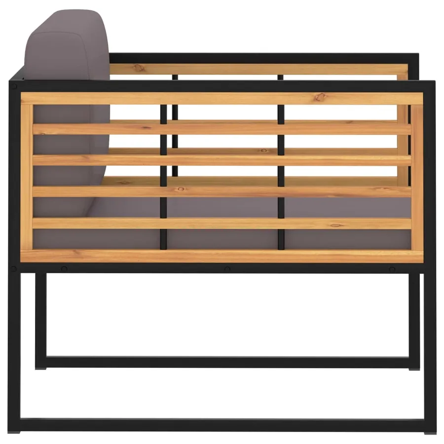 Chaises de jardin et coussins lot de 2 Bois d'acacia Gris foncé - 3