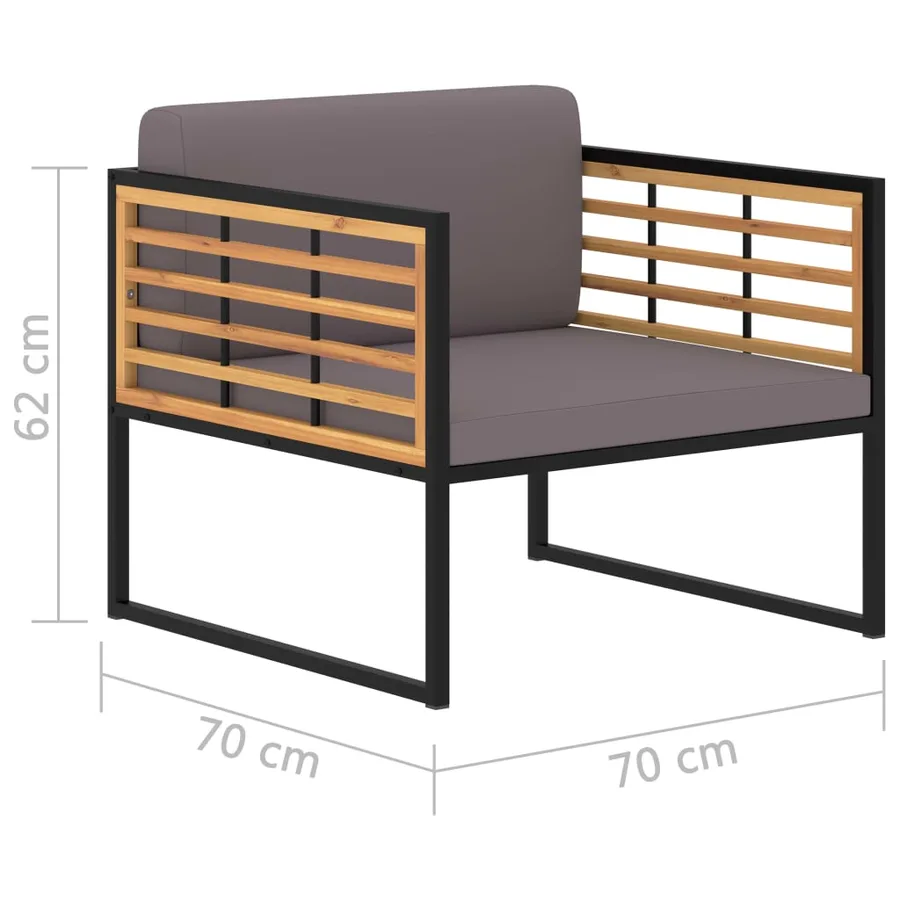 Chaises de jardin et coussins lot de 2 Bois d'acacia Gris foncé - 8