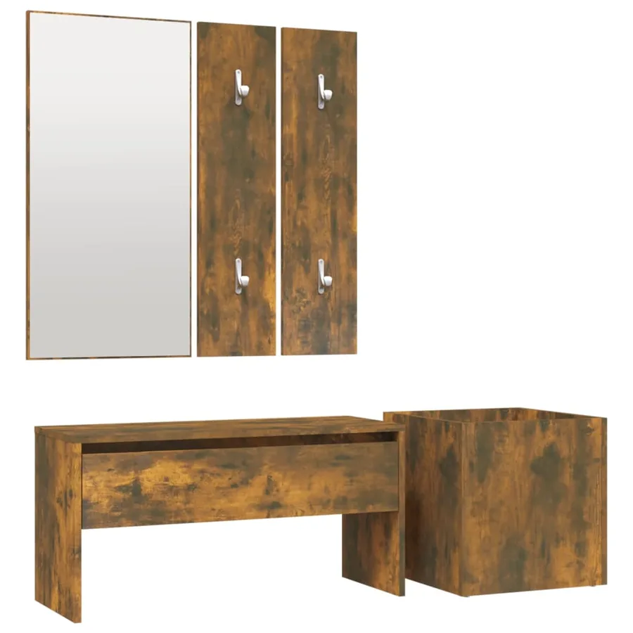Ensemble de meubles de couloir Chêne fumé Bois d'ingénierie - 2