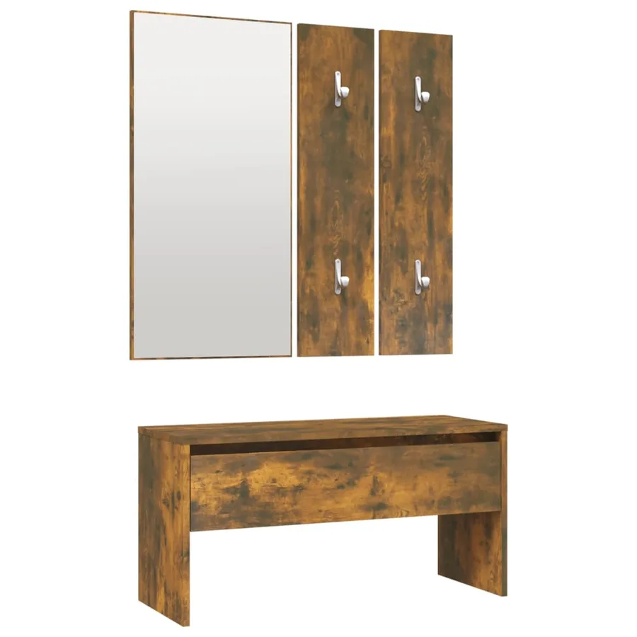 Ensemble de meubles de couloir Chêne fumé Bois d'ingénierie - 6
