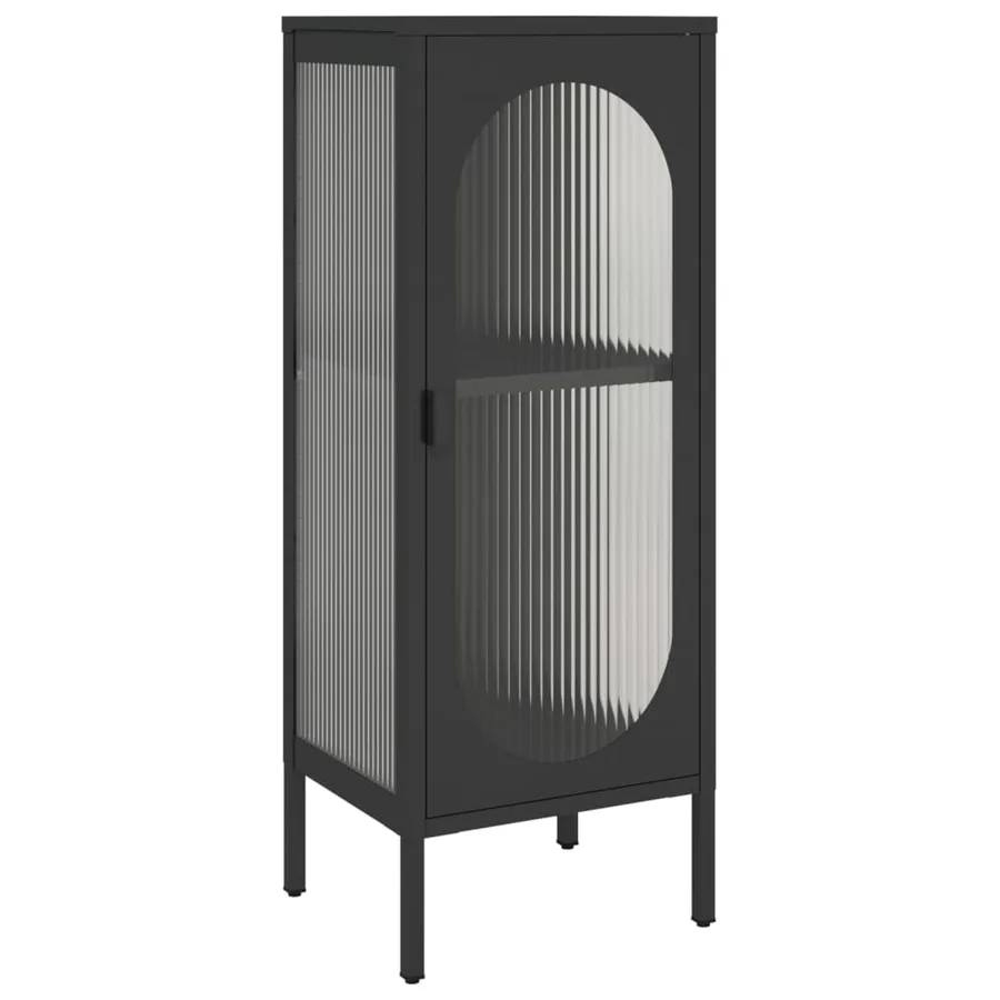 Buffet noir 40x35x105 cm verre et acier - 2
