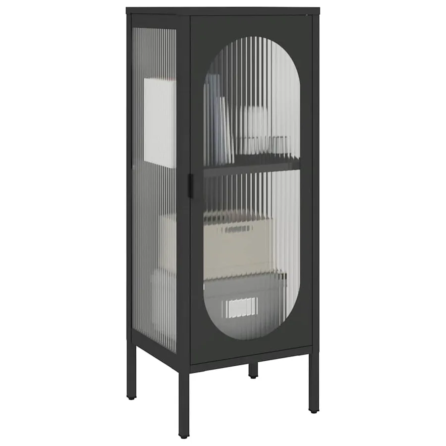 Buffet noir 40x35x105 cm verre et acier - 4