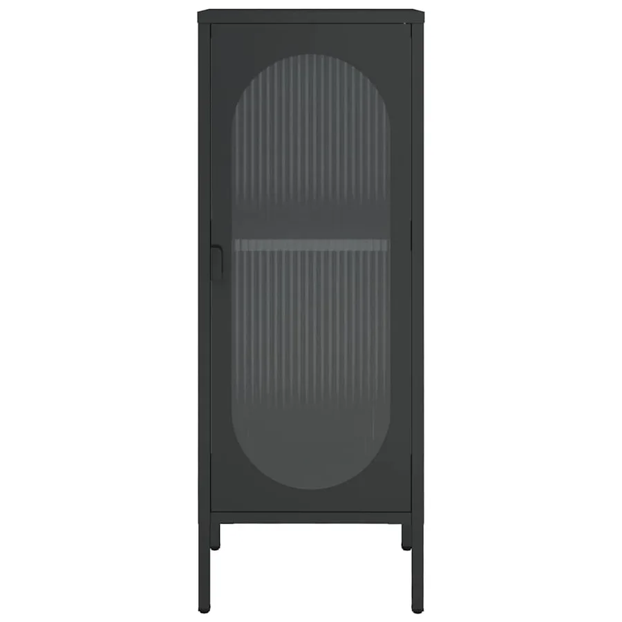 Buffet noir 40x35x105 cm verre et acier - 6