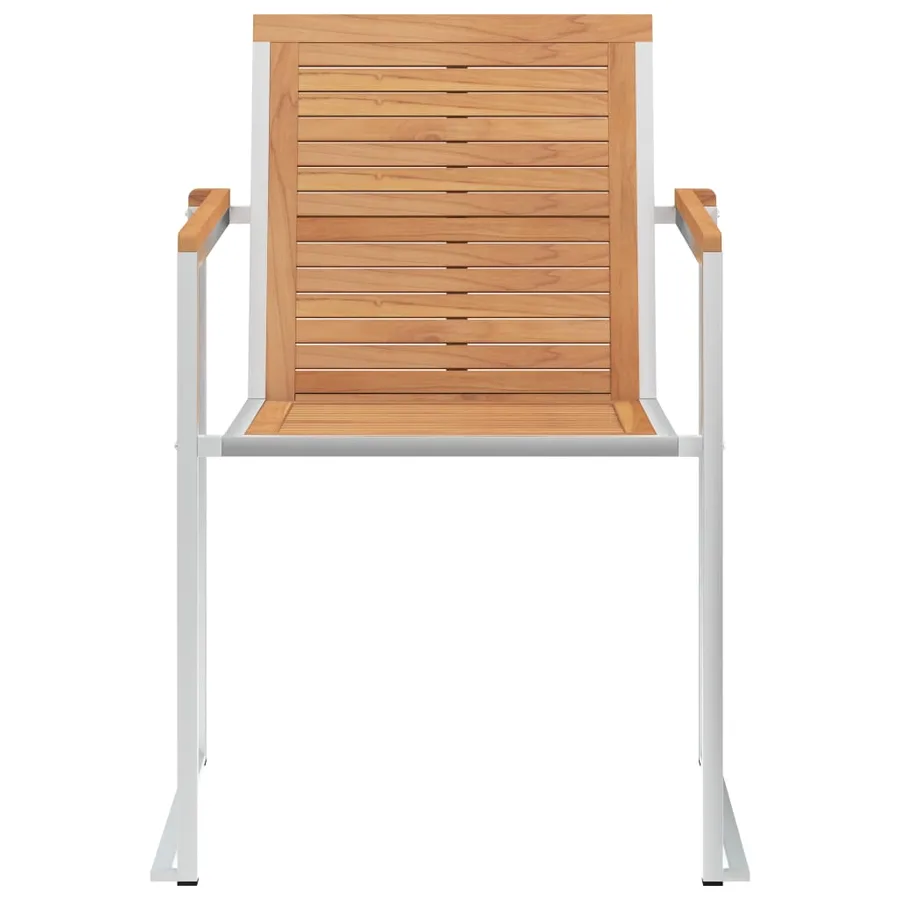 Chaises de jardin lot de 2 Bois teck solide et acier inoxydable - 3
