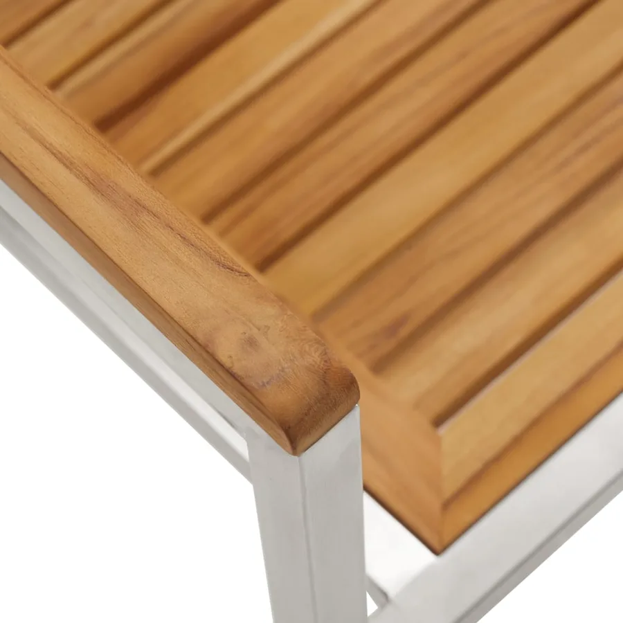 Chaises de jardin lot de 2 Bois teck solide et acier inoxydable - 7