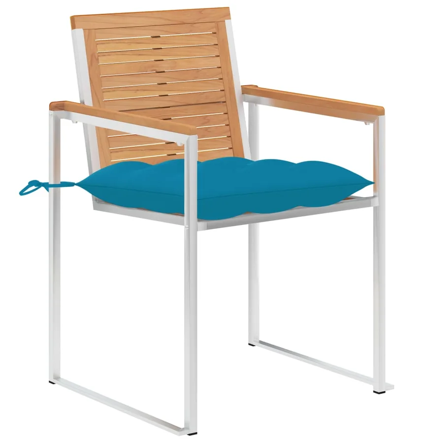 Chaises de jardin avec coussins lot de 2 Teck solide et acier - 3