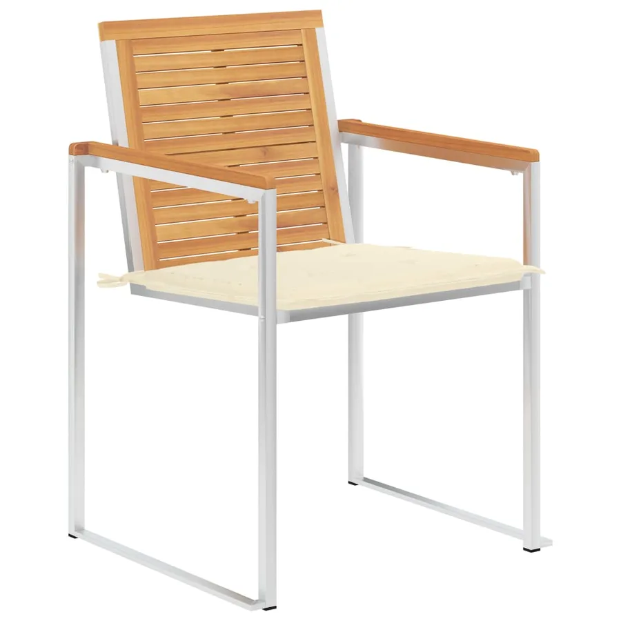 Chaises de jardin avec coussins lot de 2 Teck solide et acier - 3