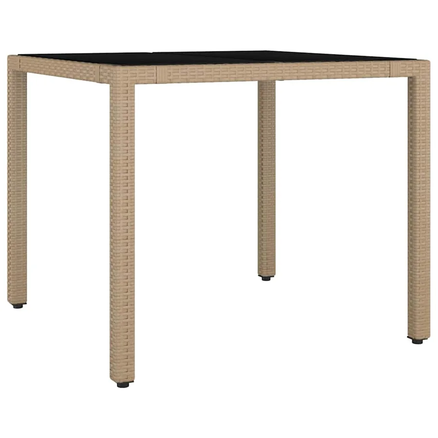 Table de jardin plateau en verre Résine tressée verre trempé - 2