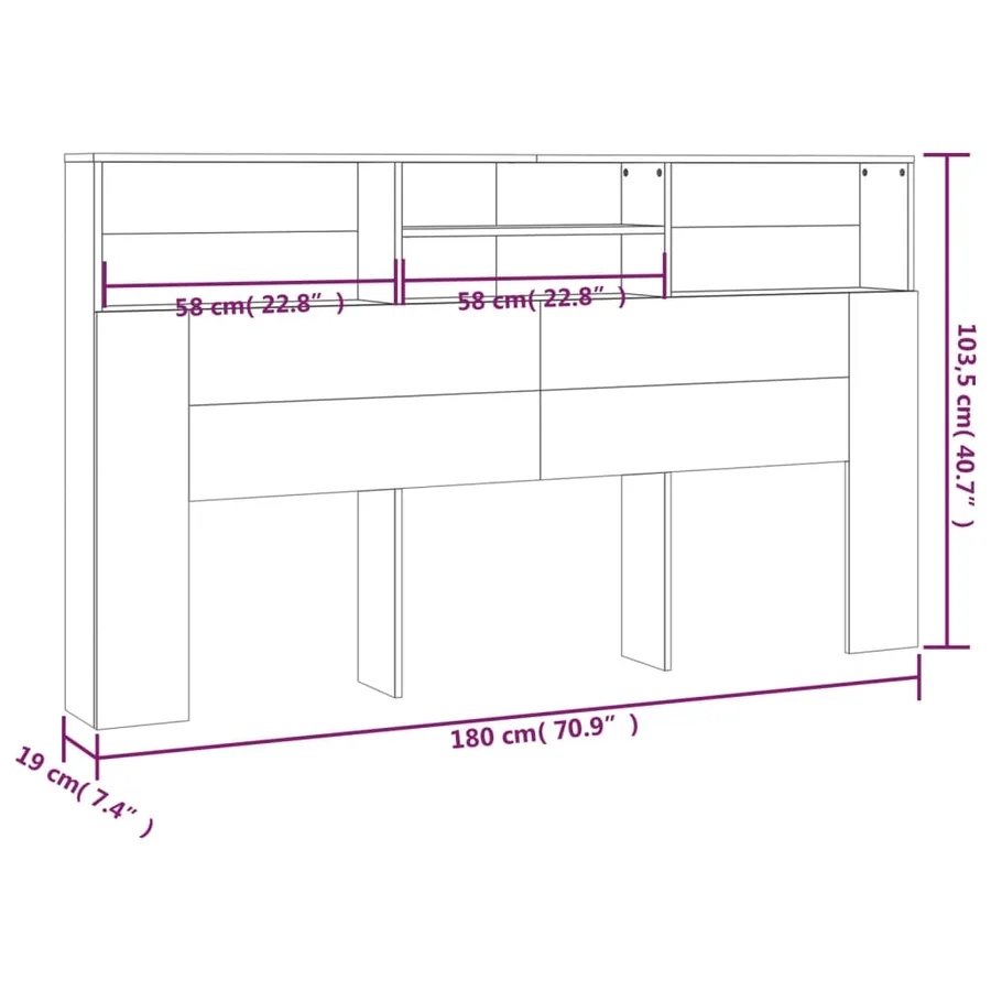 Armoire de tête de lit chêne sonoma 180x19x103,5 cm - 7