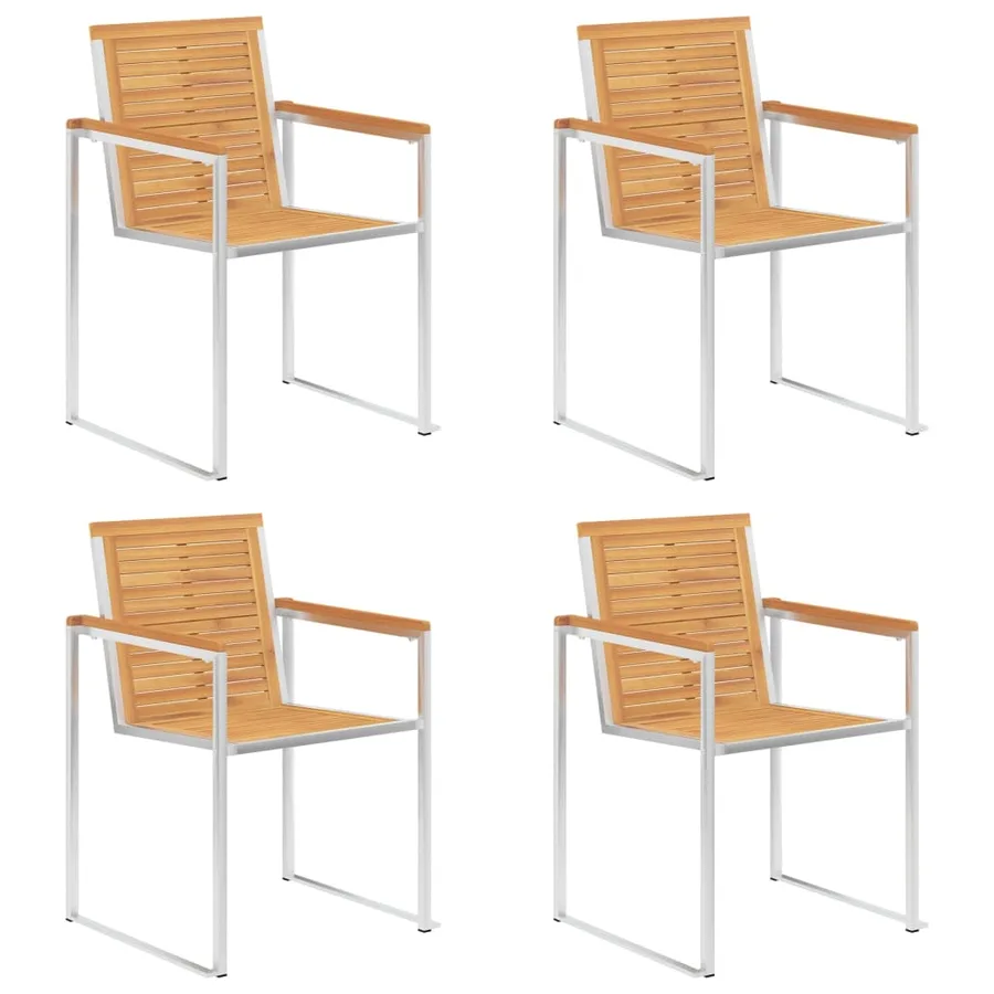 Chaises de jardin lot de 4 avec coussins Bois de teck massif - 3