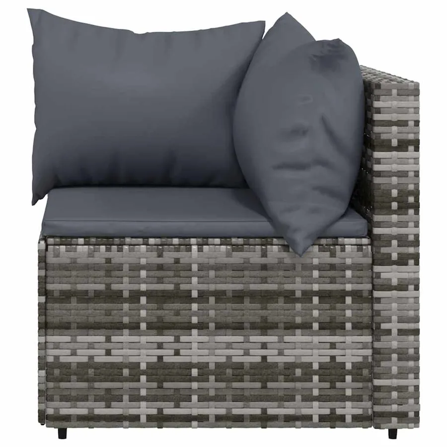 Salon de jardin 3 pcs avec coussins Gris Résine tressée - 7