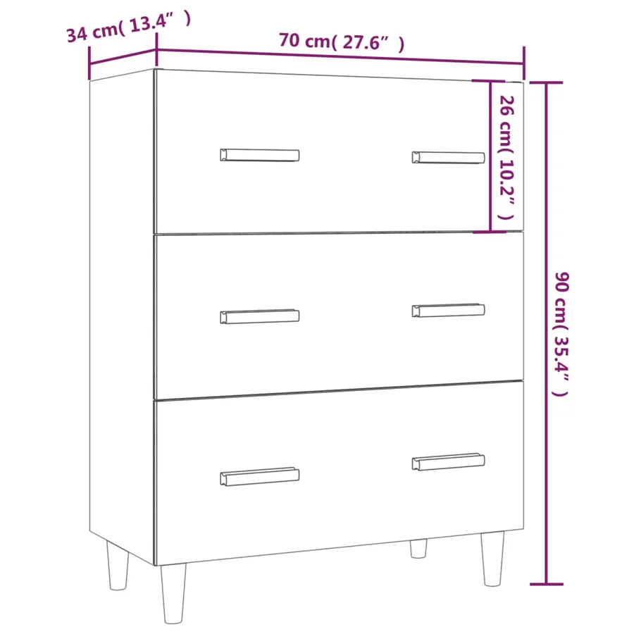 Buffet Chêne marron 70x34x90 cm Bois d'ingénierie - 8