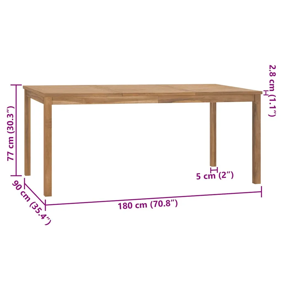 Table à dîner de jardin 180x90x77 cm Bois de teck solide - 7