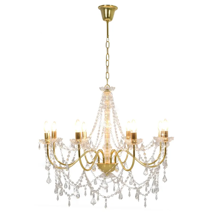 Lustre avec perles Doré 8 ampoules E14 - 2