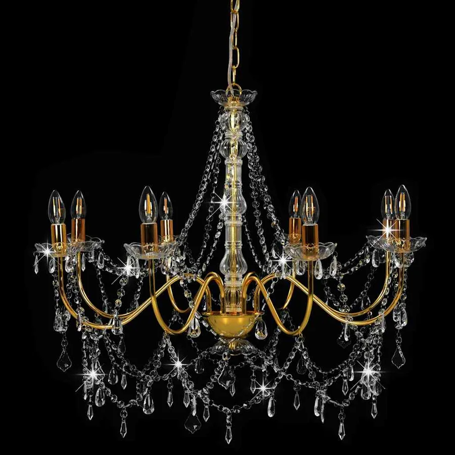 Lustre avec perles Doré 8 ampoules E14 - 4