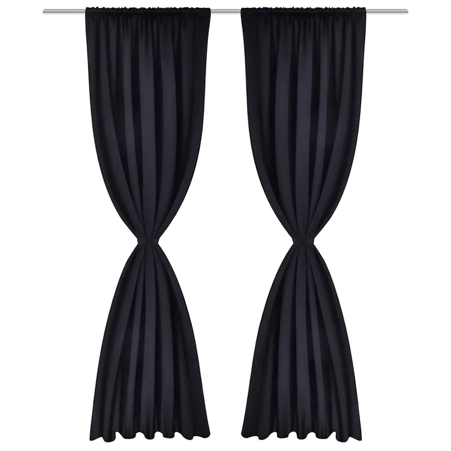 2 pcs Rideau Blackout Occultant Noir Tête à Fente 135 x 245 cm - 2