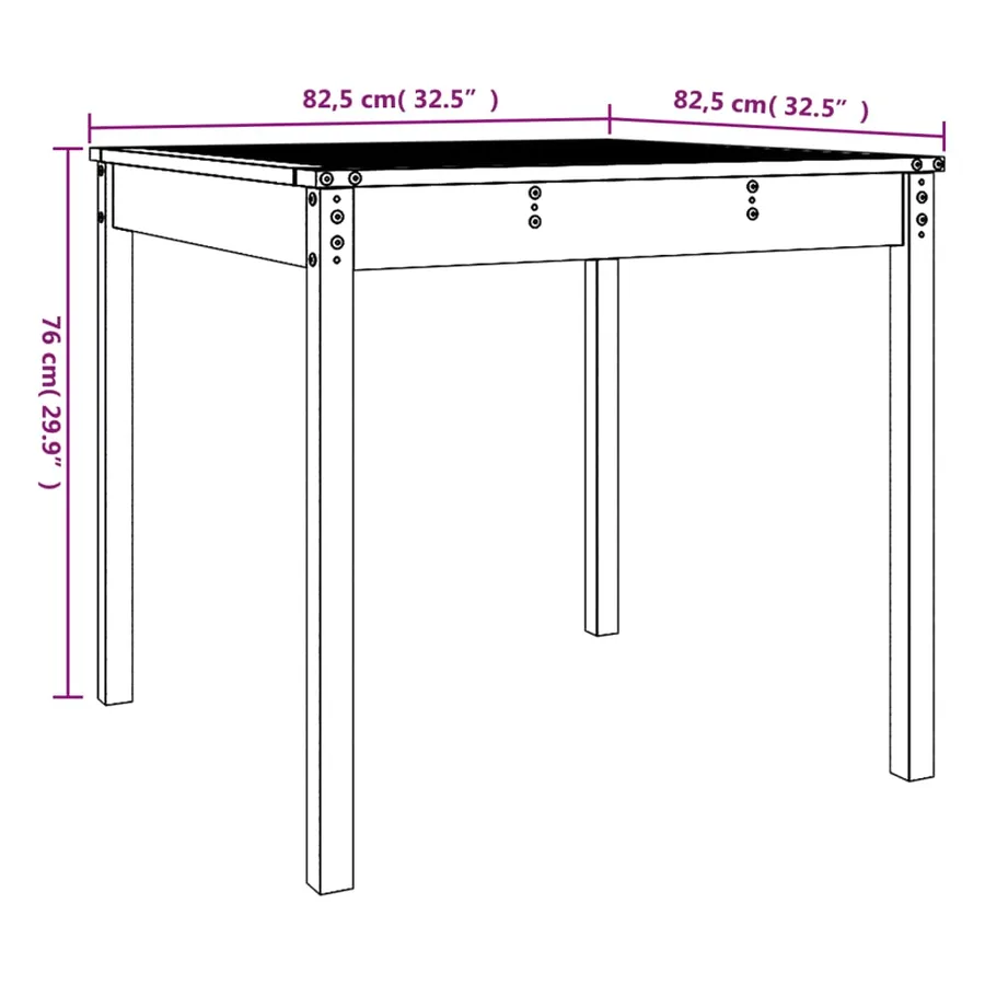 Table de jardin 82,5x82,5x76 cm bois massif de pin - 8