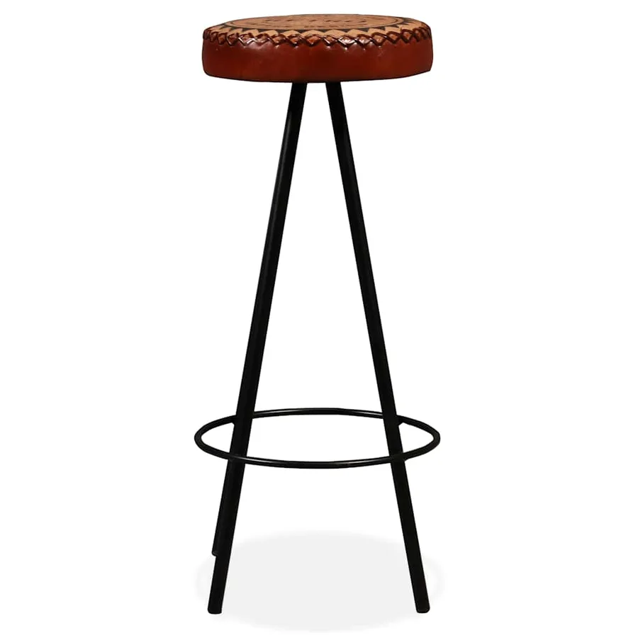 Ensemble de bar 7 pcs Bois d'acacia Cuir véritable et toile - 12