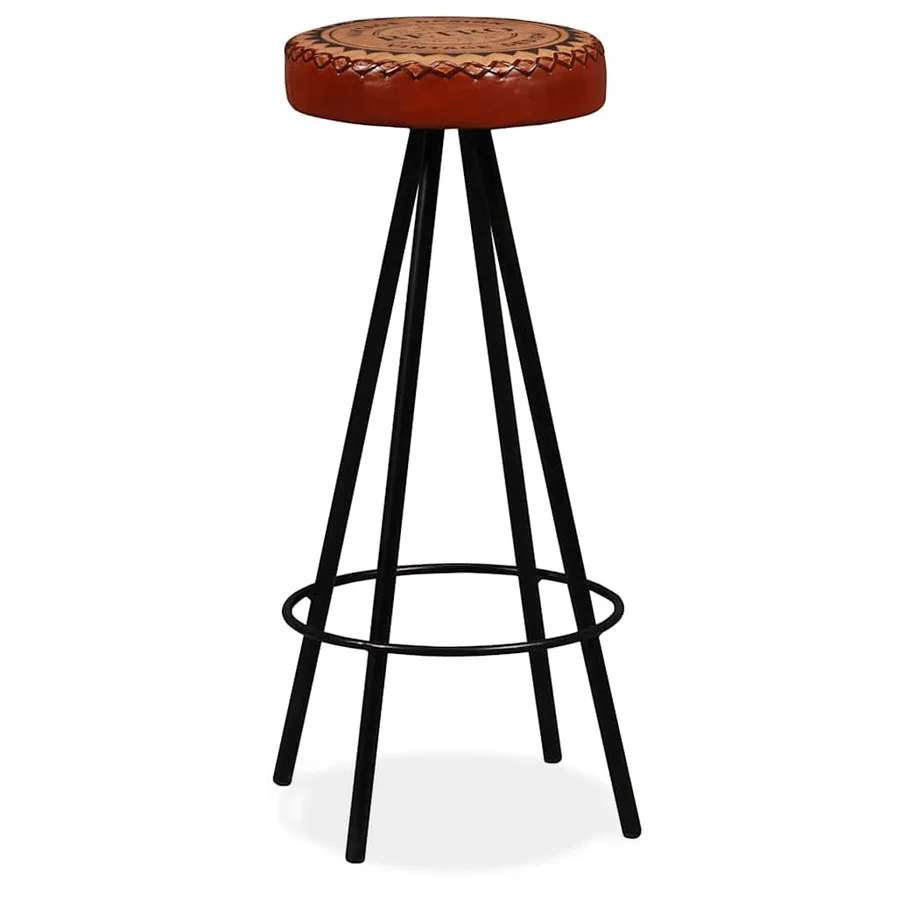 Ensemble de bar 7 pcs Bois d'acacia Cuir véritable et toile - 13