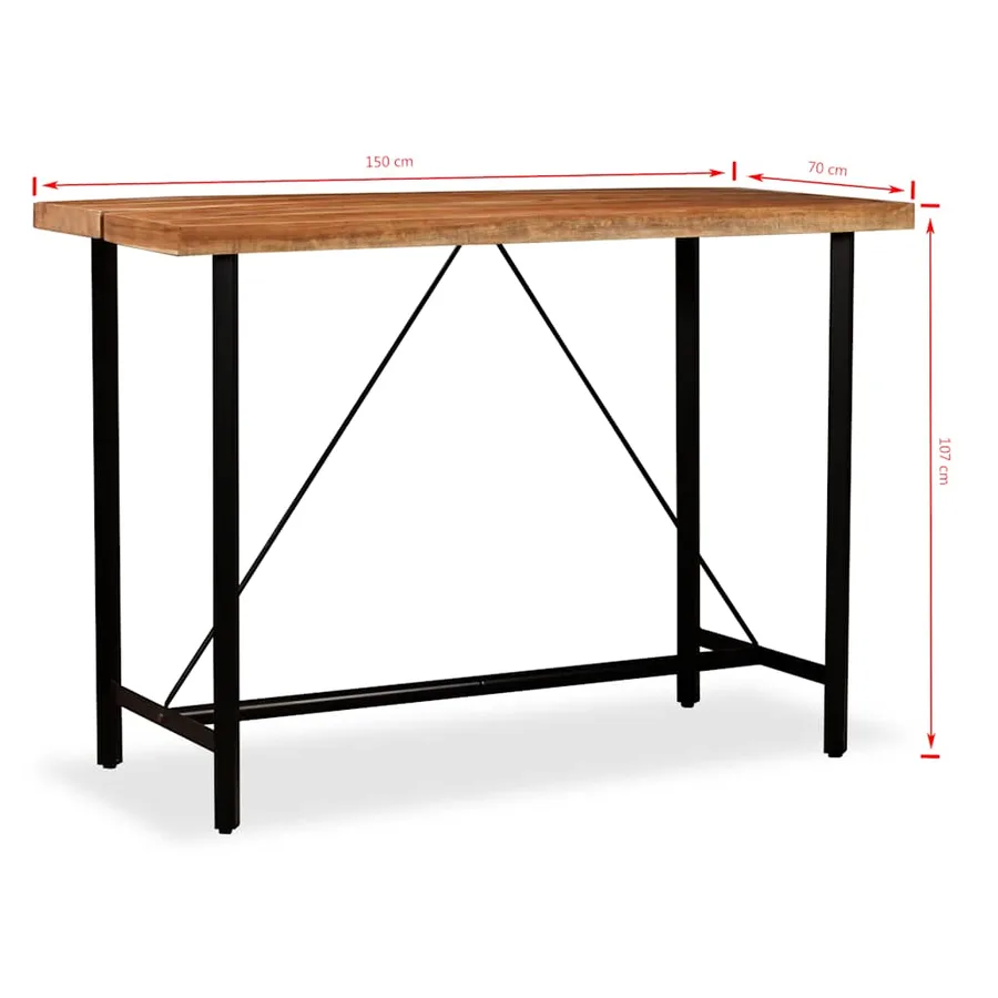 Ensemble de bar 7 pcs Bois d'acacia Cuir véritable et toile - 14