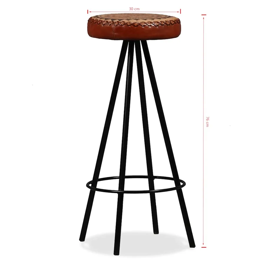 Ensemble de bar 7 pcs Bois d'acacia Cuir véritable et toile - 15