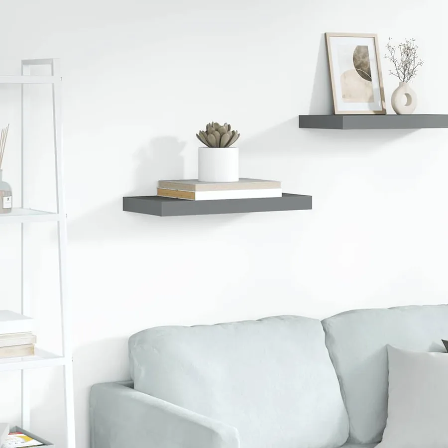 Étagère murale flottante Gris brillant 50x23,5x3,8 cm MDF