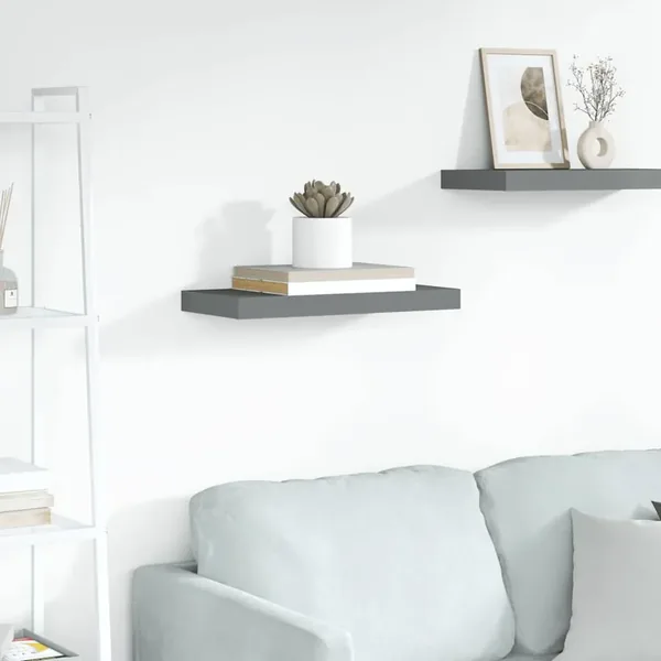 Étagère murale flottante Gris brillant 50x23,5x3,8 cm MDF