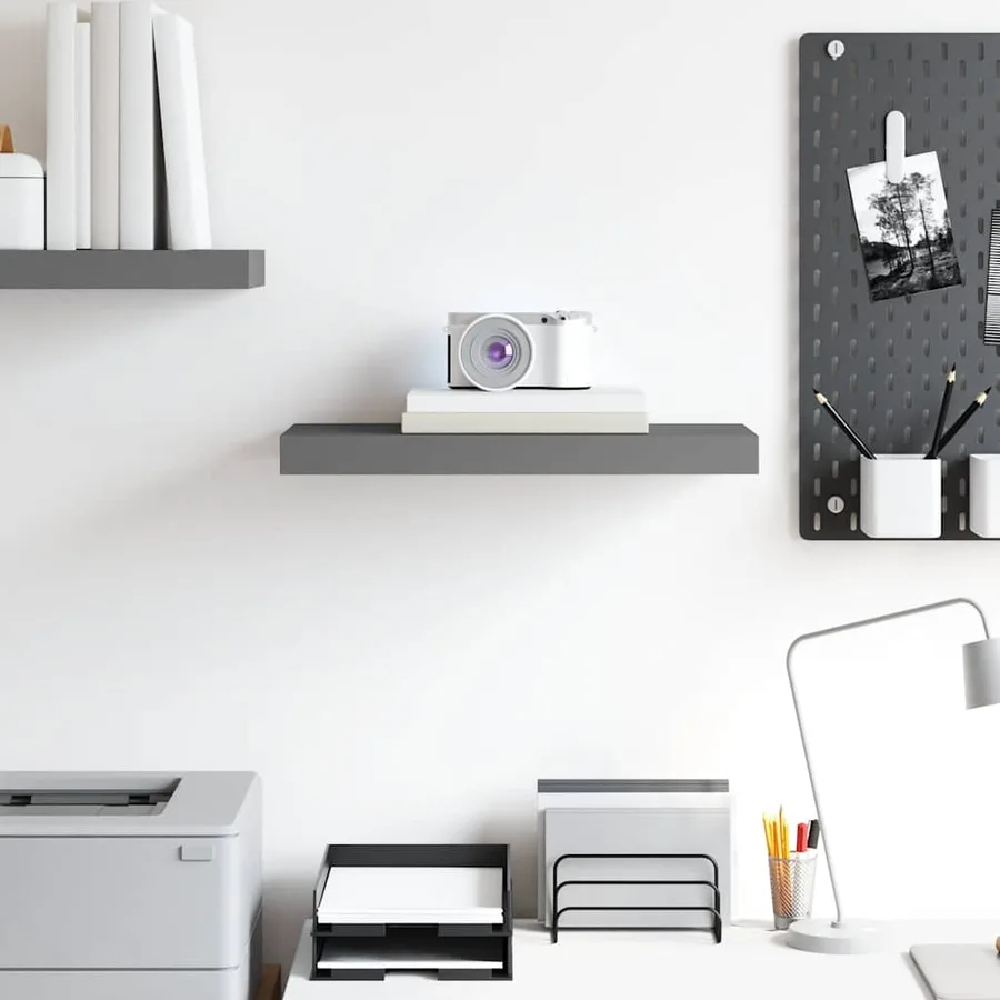 Étagère murale flottante Gris brillant 50x23,5x3,8 cm MDF - 3