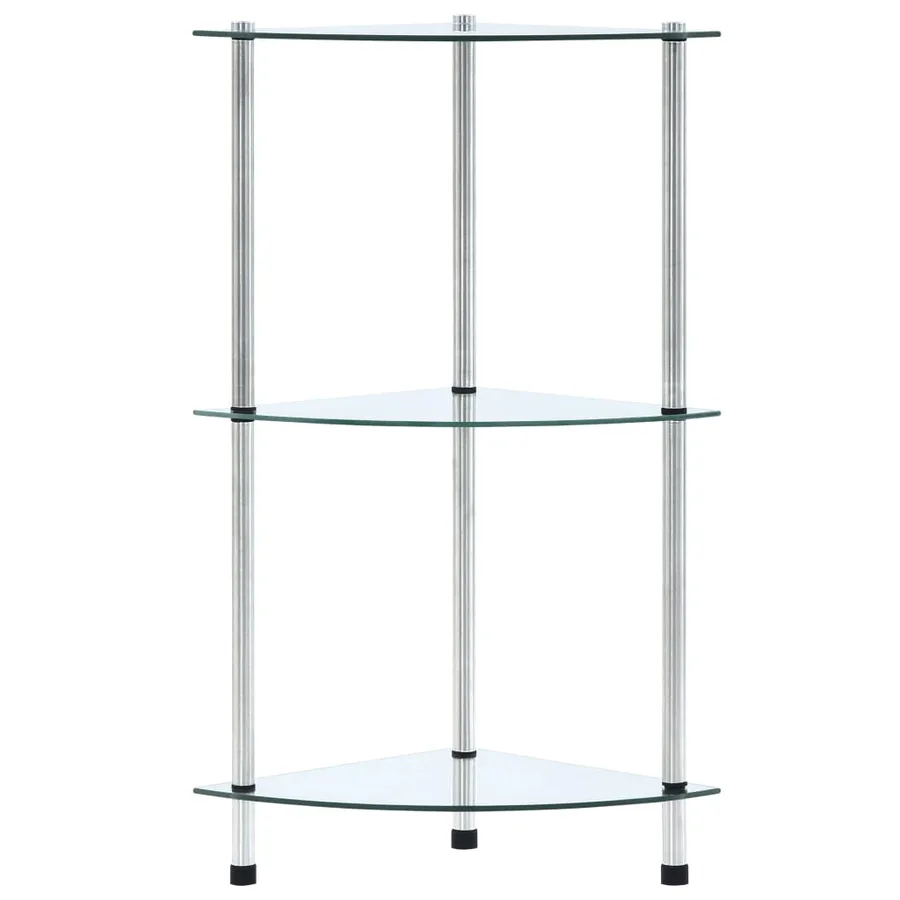 Étagère 3 niveaux Transparent 30x30x67 cm Verre trempé - 2