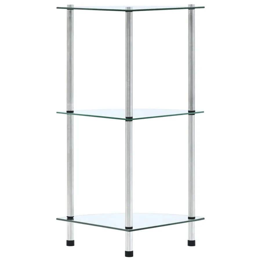 Étagère 3 niveaux Transparent 30x30x67 cm Verre trempé - 3