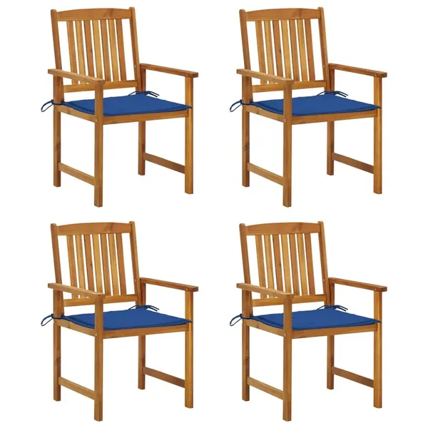 Chaises de jardin avec coussins lot de 4 Bois d'acacia massif