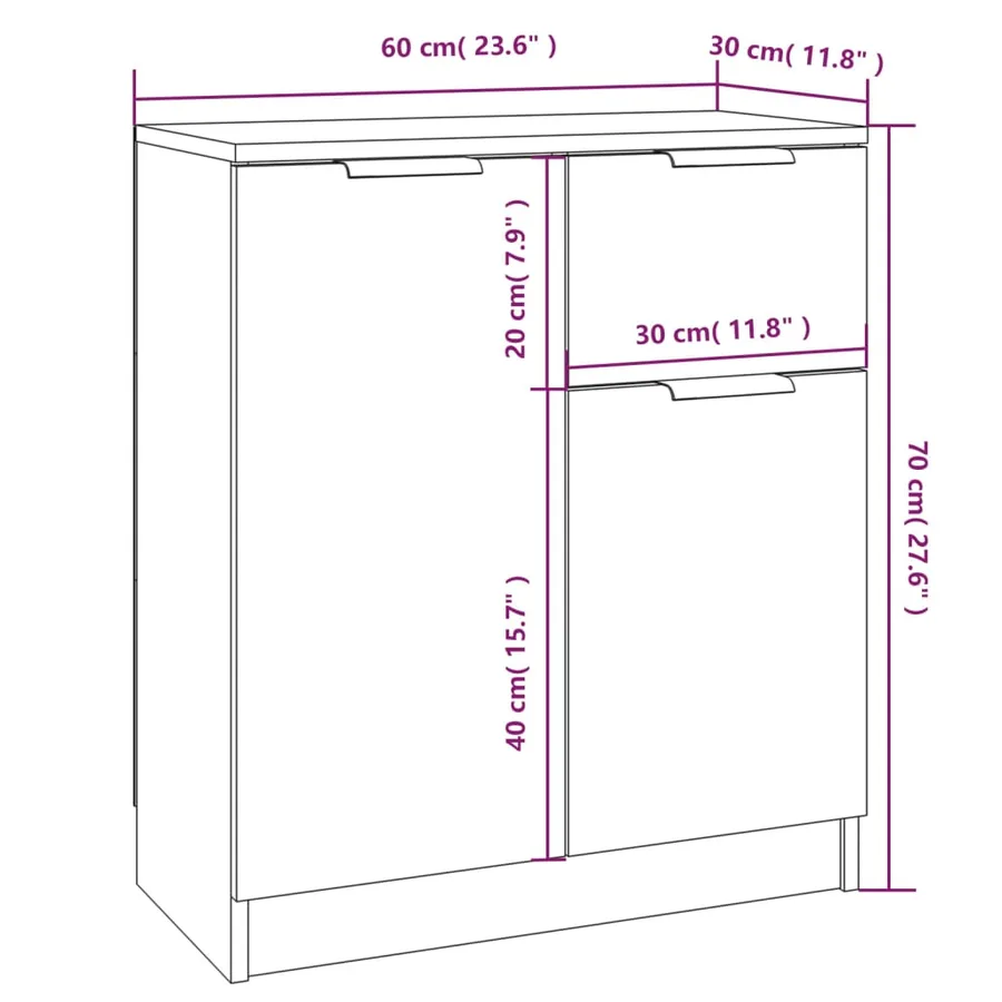 Buffets 2 pcs Chêne fumé 60x30x70 cm Bois d'ingénierie - 10