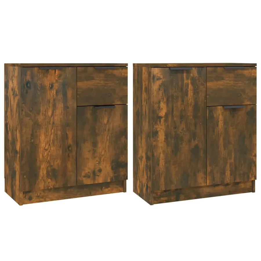 Buffets 2 pcs Chêne fumé 60x30x70 cm Bois d'ingénierie - 2