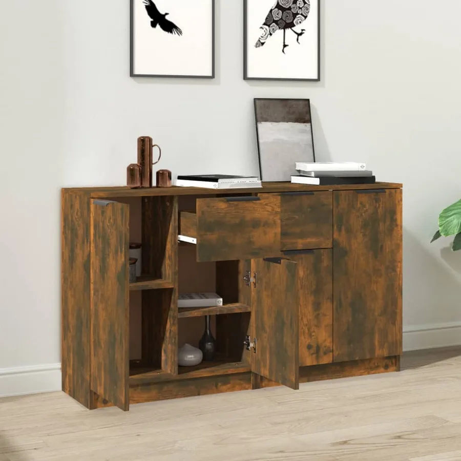 Buffets 2 pcs Chêne fumé 60x30x70 cm Bois d'ingénierie - 3