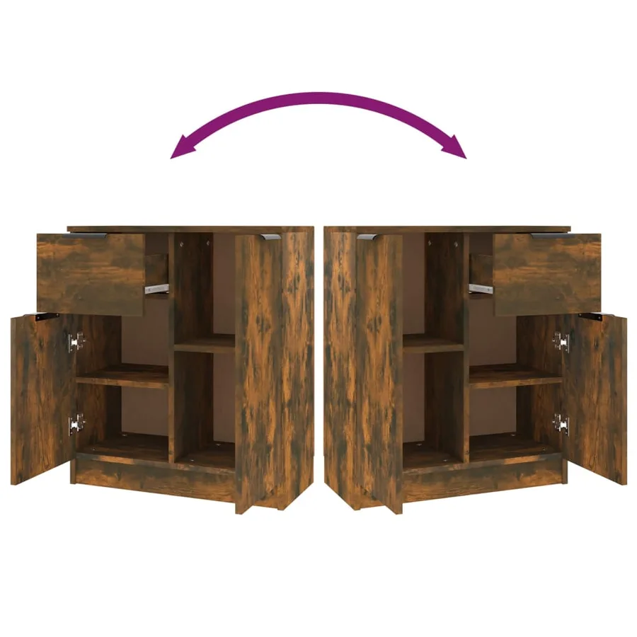 Buffets 2 pcs Chêne fumé 60x30x70 cm Bois d'ingénierie - 9