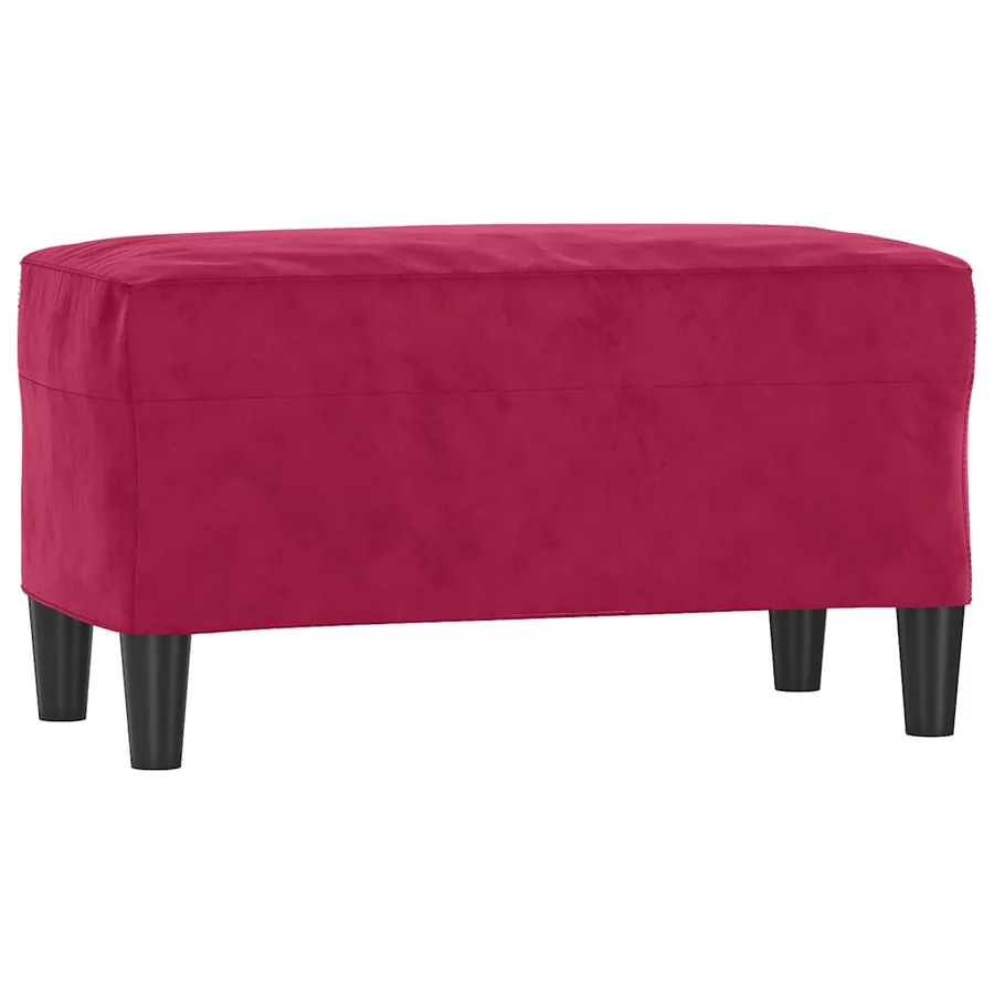 Banc Rouge bordeaux 70x35x41 cm Velours - 2