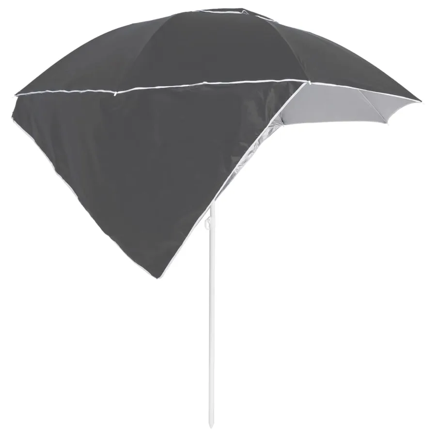 Parasol de plage avec parois latérales anthracite 215 cm - 3