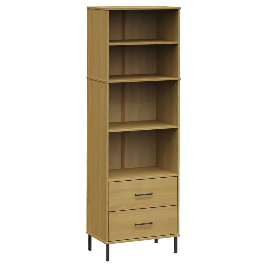 Bibliothèque à 2 tiroirs Marron 60x35x180 cm Bois massif OSLO - 2