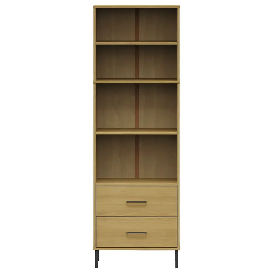 Bibliothèque à 2 tiroirs Marron 60x35x180 cm Bois massif OSLO - 4