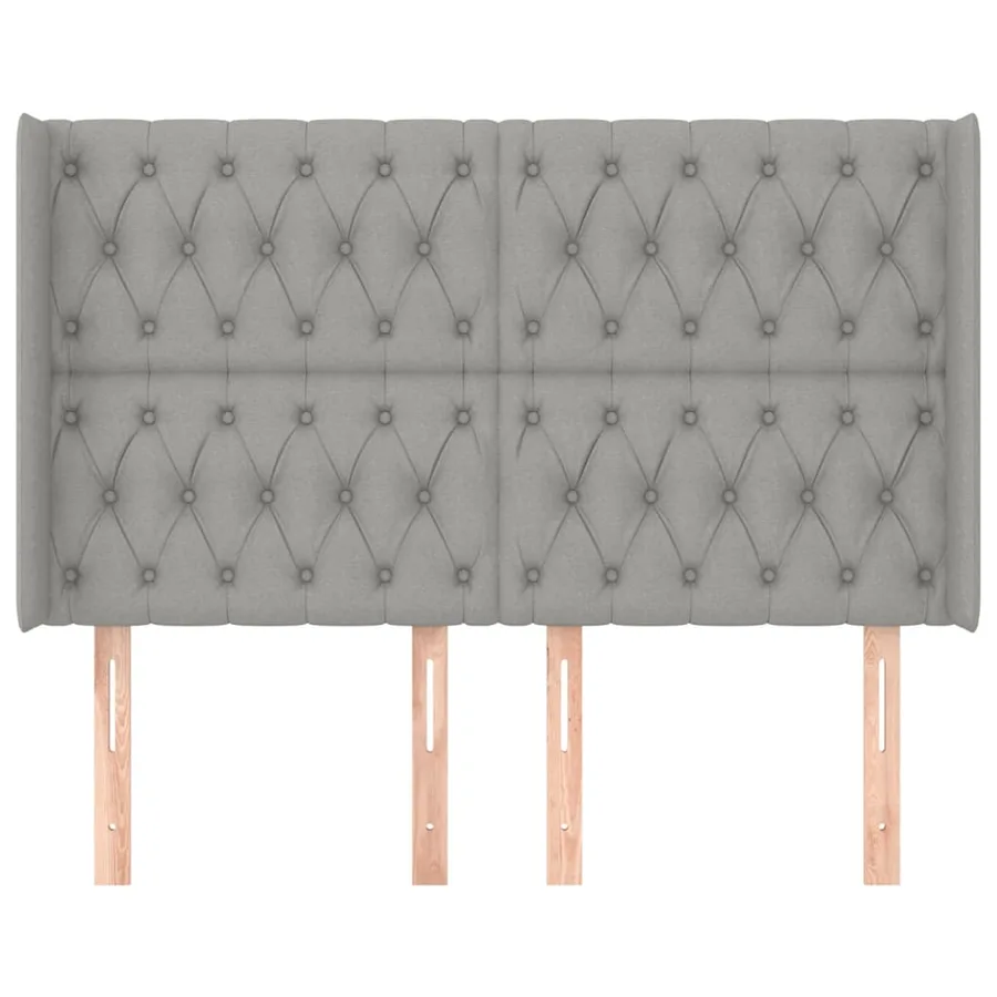 Tête de lit avec oreilles Gris clair 147x16x118/128 cm Tissu - 3
