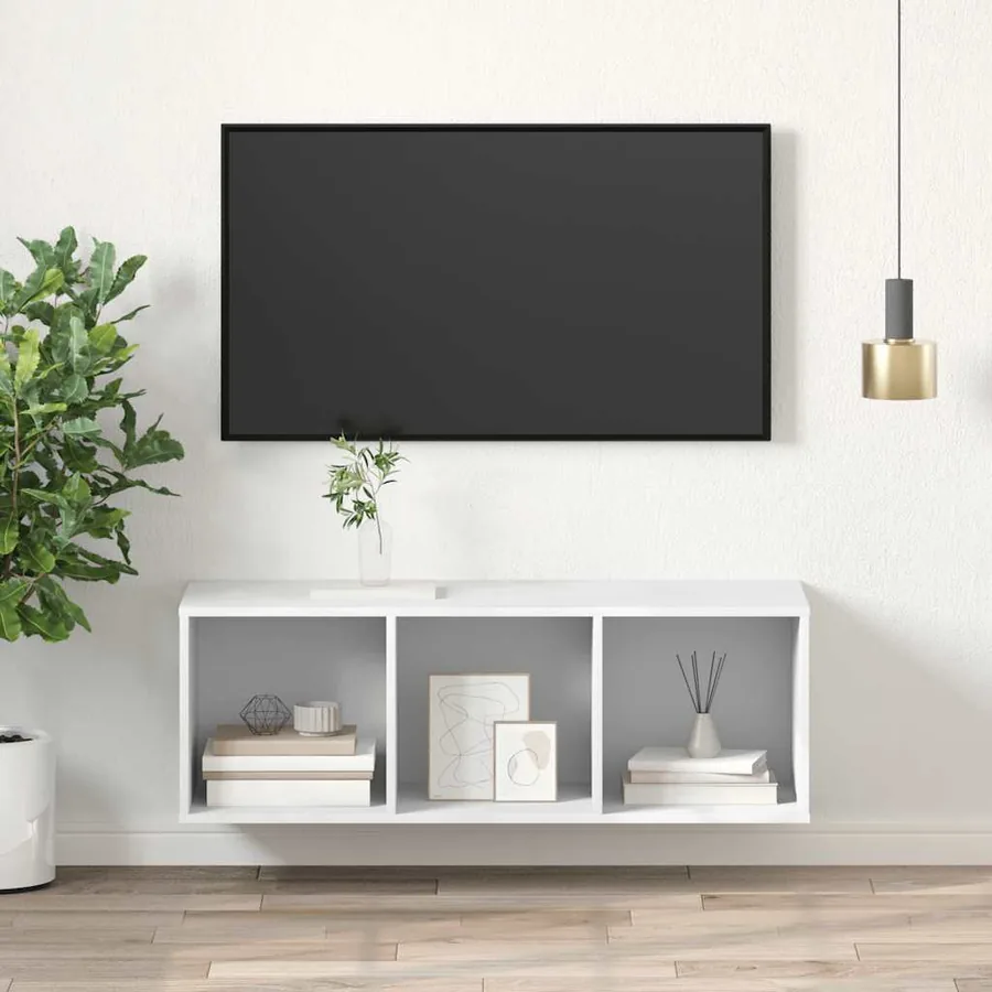 Meuble TV mural Blanc 37x37x107 cm Bois d’ingénierie