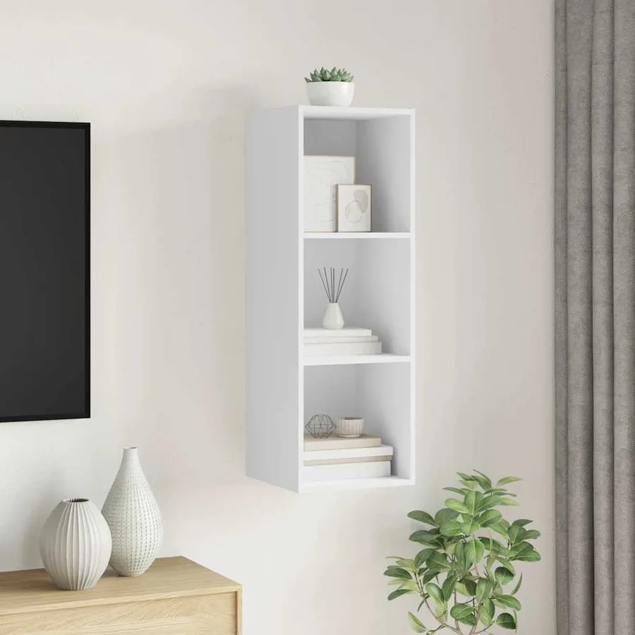 Meuble TV mural Blanc 37x37x107 cm Bois d’ingénierie - 5
