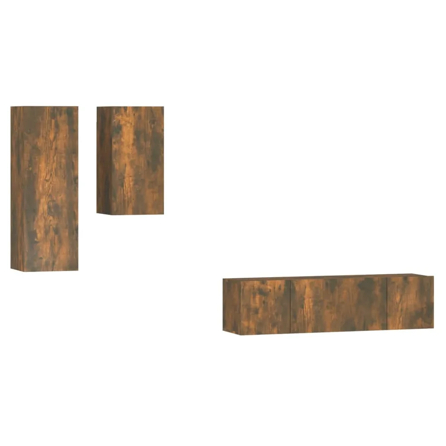Ensemble de meubles TV 4 pcs Chêne fumé Bois d'ingénierie - 2